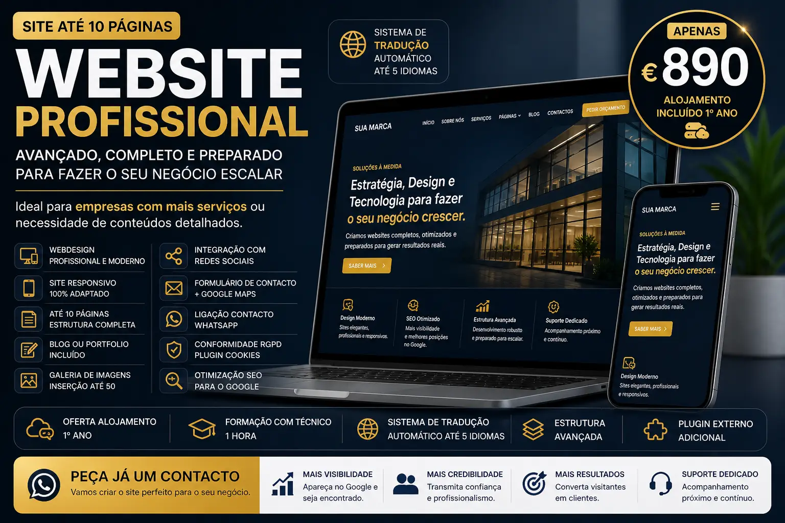 Website Profissional até 10 Páginas (Avançado) 1 website avançado